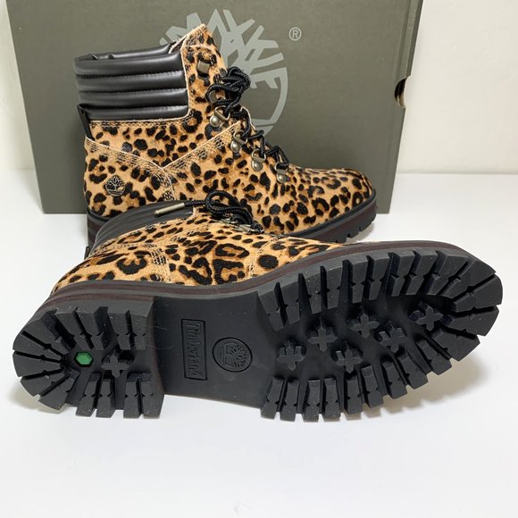 Timberland London Square Mid Hiker Boots Calf Hair Leopard Print Size 8 NEW - Picture 6 of 8